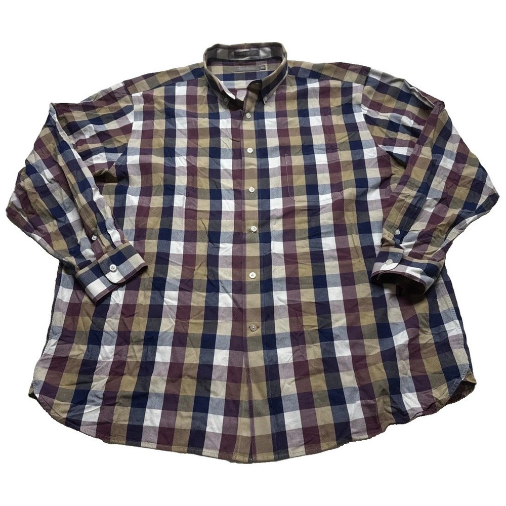 Daniel Cremieux Signature Collection Men 2XL Plaid Button Down Shirt LinenCotton